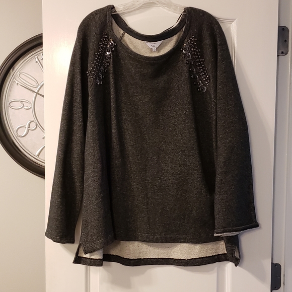 crown & ivy Tops - crown & ivy Charcoal Embellished Tunic